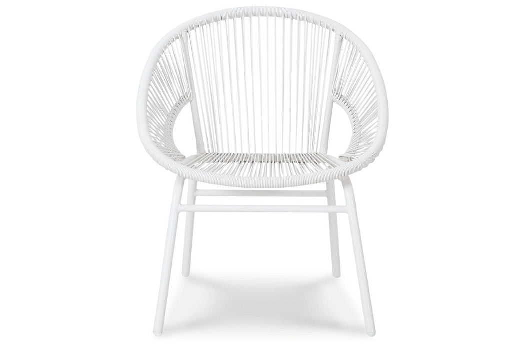 Mandarin Cape White Outdoor Table and Chairs, Set of 3 - P312-050 - Vega Furniture