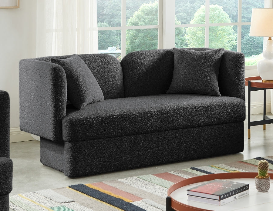 Marcel Black Boucle Fabric Loveseat - 616Black-L - Vega Furniture