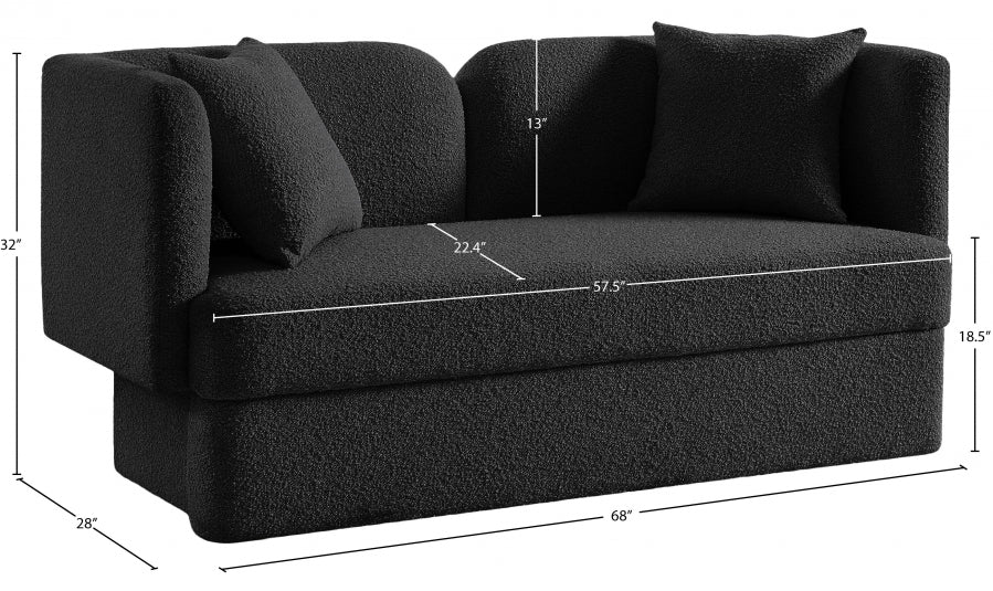 Marcel Black Boucle Fabric Loveseat - 616Black-L - Vega Furniture