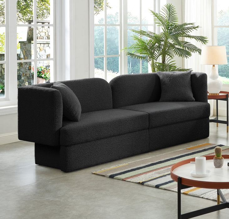 Marcel Black Boucle Fabric Sofa - 616Black-S - Vega Furniture