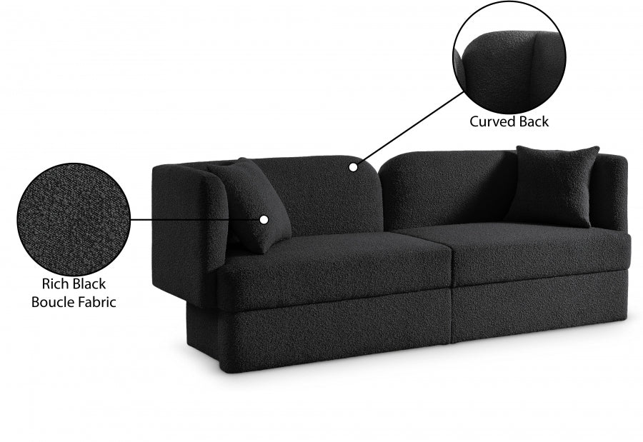 Marcel Black Boucle Fabric Sofa - 616Black-S - Vega Furniture