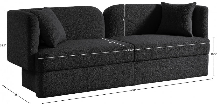 Marcel Black Boucle Fabric Sofa - 616Black-S - Vega Furniture