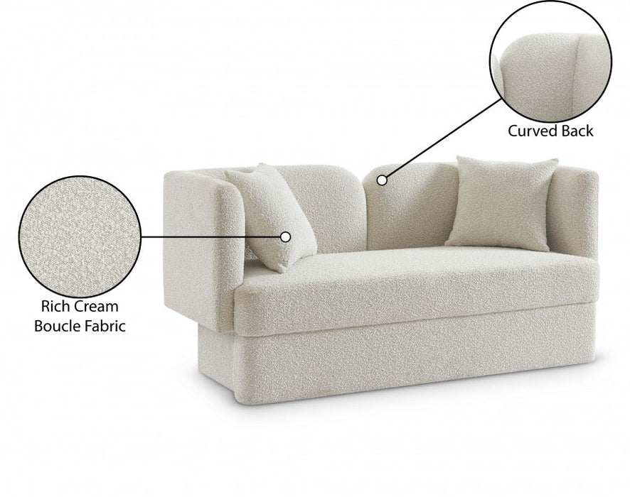 Marcel Cream Boucle Fabric Loveseat - 616Cream-L - Vega Furniture