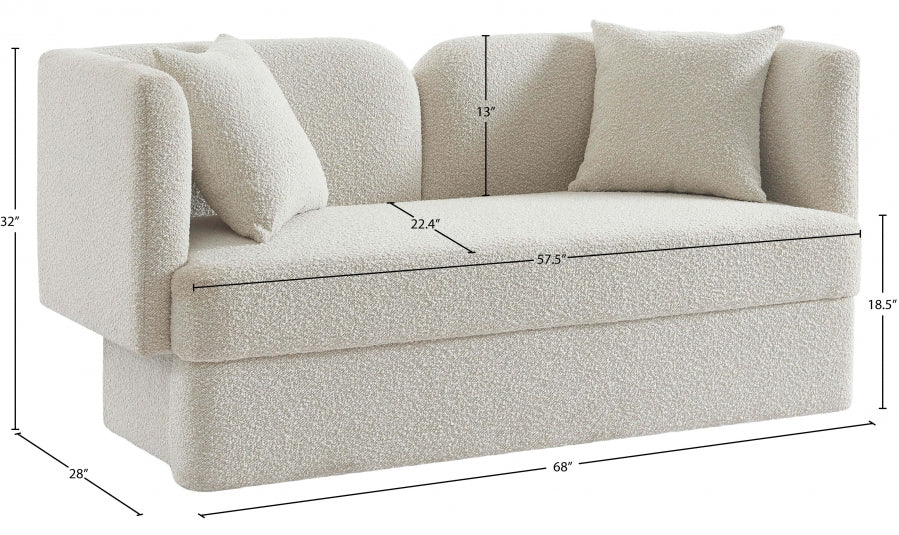 Marcel Cream Boucle Fabric Loveseat - 616Cream-L - Vega Furniture