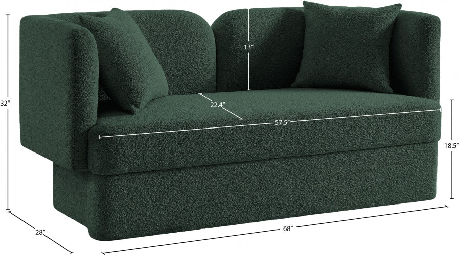 Marcel Green Boucle Fabric Loveseat - 616Green-L - Vega Furniture