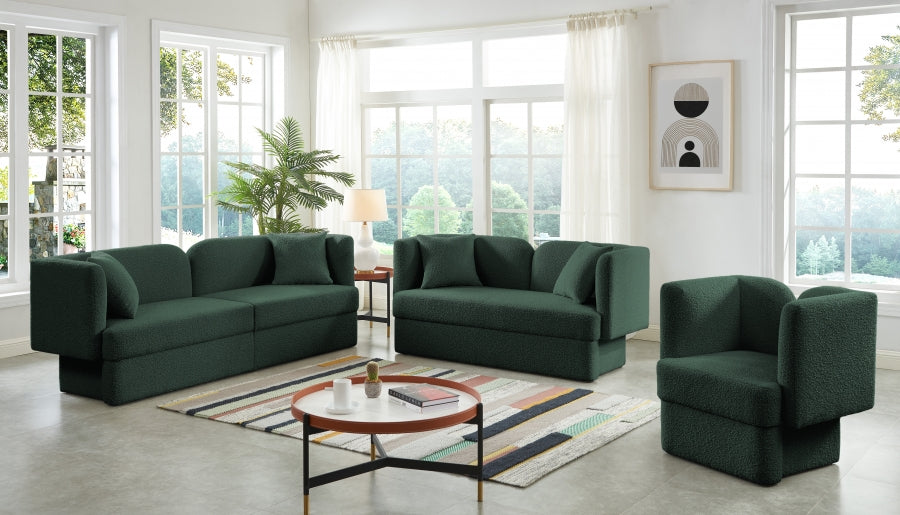 Marcel Green Boucle Fabric Sofa - 616Green-S - Vega Furniture