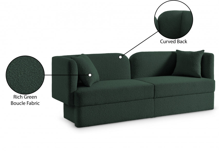 Marcel Green Boucle Fabric Sofa - 616Green-S - Vega Furniture