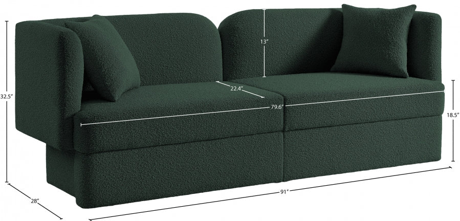 Marcel Green Boucle Fabric Sofa - 616Green-S - Vega Furniture