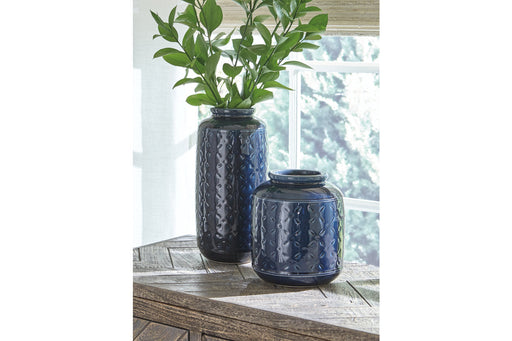 Marenda Navy Blue Vase, Set of 2 - A2000130 - Vega Furniture