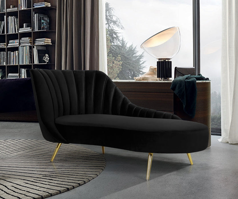 Margo Black Velvet Chaise Lounge - 622Black-Chaise - Vega Furniture