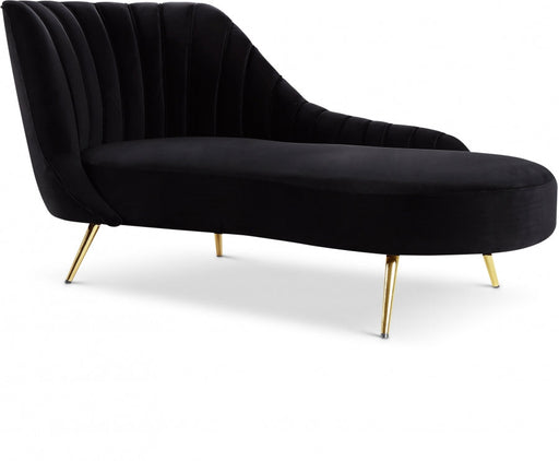 Margo Black Velvet Chaise Lounge - 622Black-Chaise - Vega Furniture