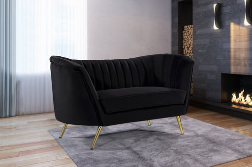 Margo Black Velvet Loveseat - 622Black-L - Vega Furniture