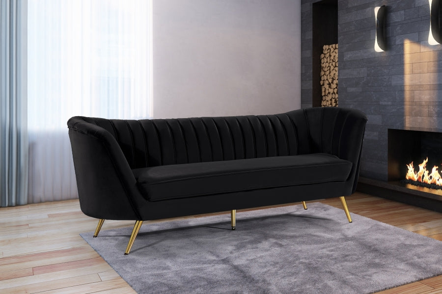 Margo Black Velvet Sofa - 622Black-S - Vega Furniture