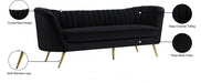 Margo Black Velvet Sofa - 622Black-S - Vega Furniture
