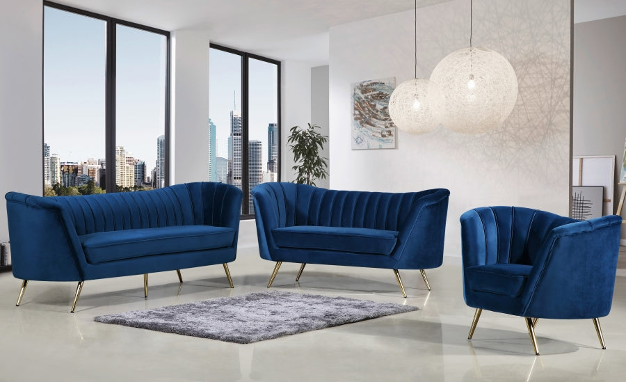 Margo Blue Velvet Chair - 622Navy-C - Vega Furniture