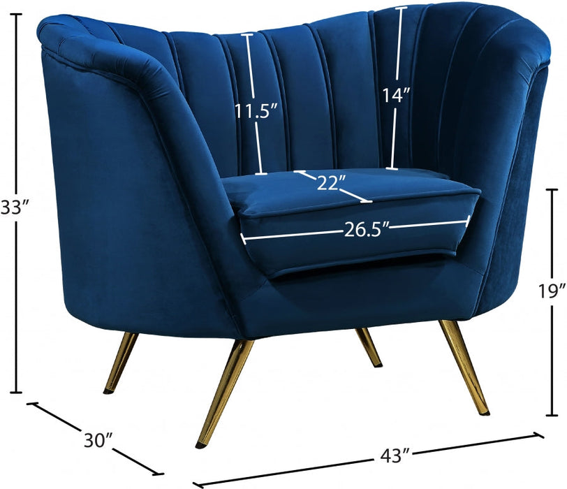 Margo Blue Velvet Chair - 622Navy-C - Vega Furniture