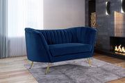 Margo Blue Velvet Loveseat - 622Navy-L - Vega Furniture