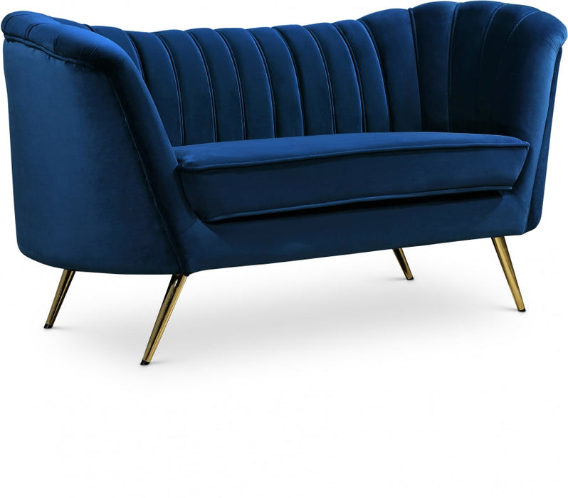 Margo Blue Velvet Loveseat - 622Navy-L - Vega Furniture