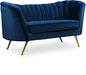 Margo Blue Velvet Loveseat - 622Navy-L - Vega Furniture