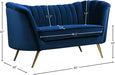 Margo Blue Velvet Loveseat - 622Navy-L - Vega Furniture