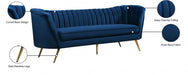 Margo Blue Velvet Sofa - 622Navy-S - Vega Furniture