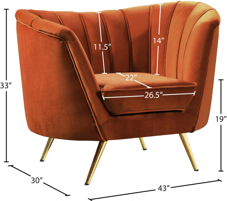 Margo Cognac Velvet Chair - 622Cognac-C - Vega Furniture