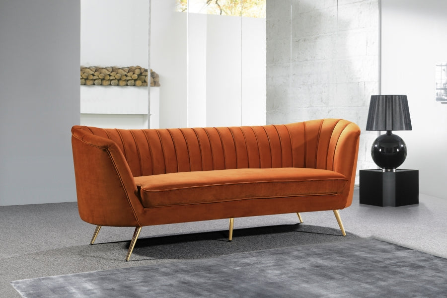 Margo Cognac Velvet Sofa - 622Cognac-S - Vega Furniture