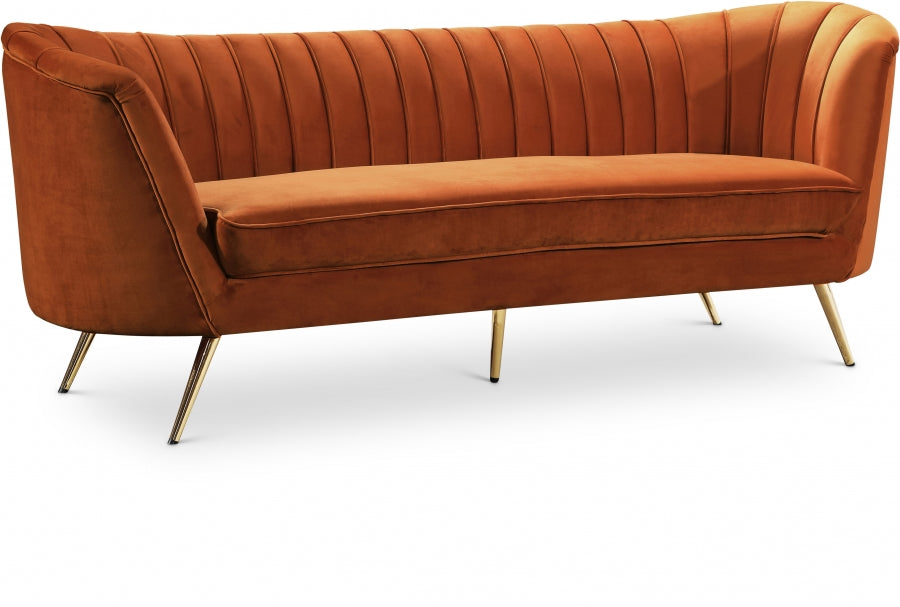 Margo Cognac Velvet Sofa - 622Cognac-S - Vega Furniture