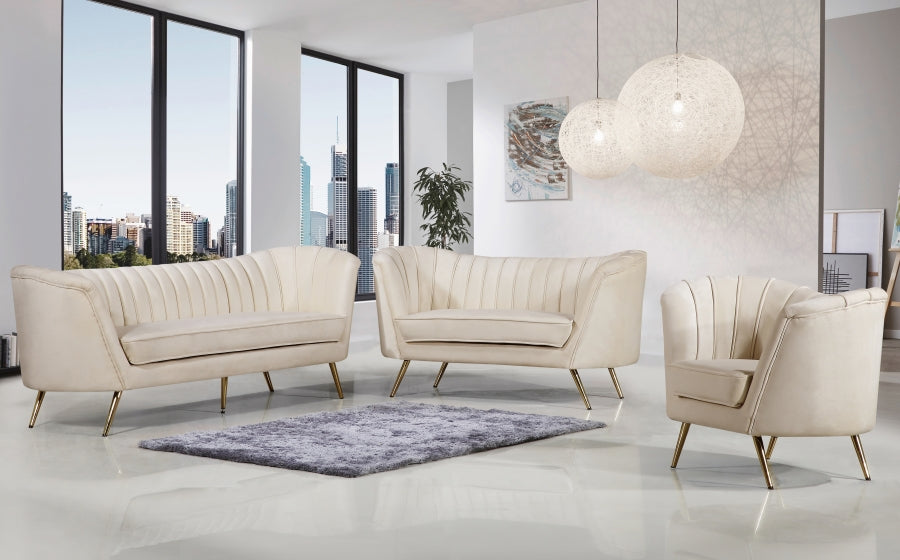 Margo Cream Velvet Chair - 622Cream-C - Vega Furniture