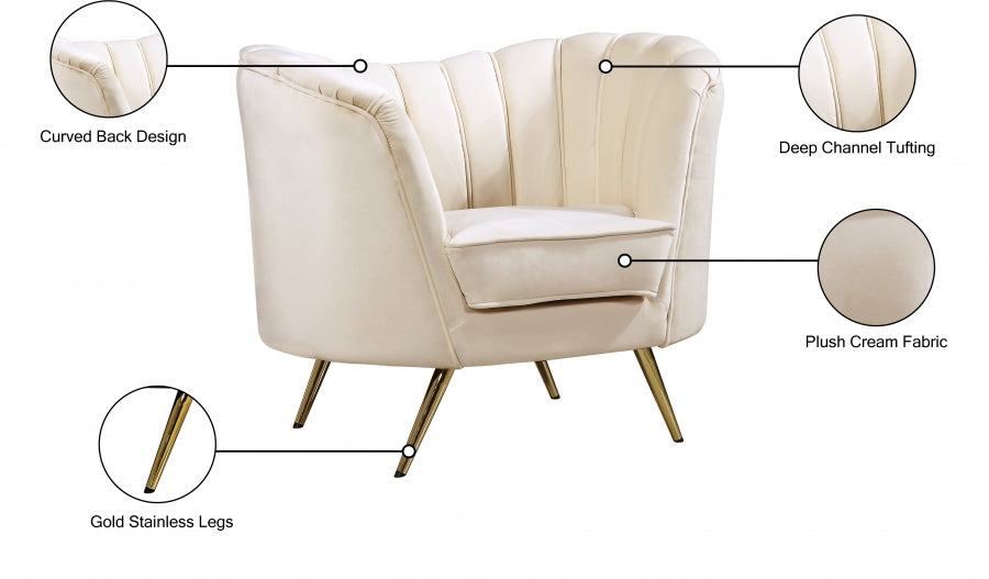 Margo Cream Velvet Chair - 622Cream-C - Vega Furniture