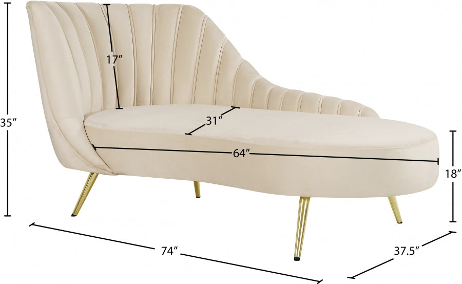Margo Cream Velvet Chaise Lounge - 622Cream-Chaise - Vega Furniture