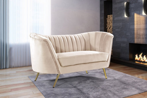 Margo Cream Velvet Loveseat - 622Cream-L - Vega Furniture