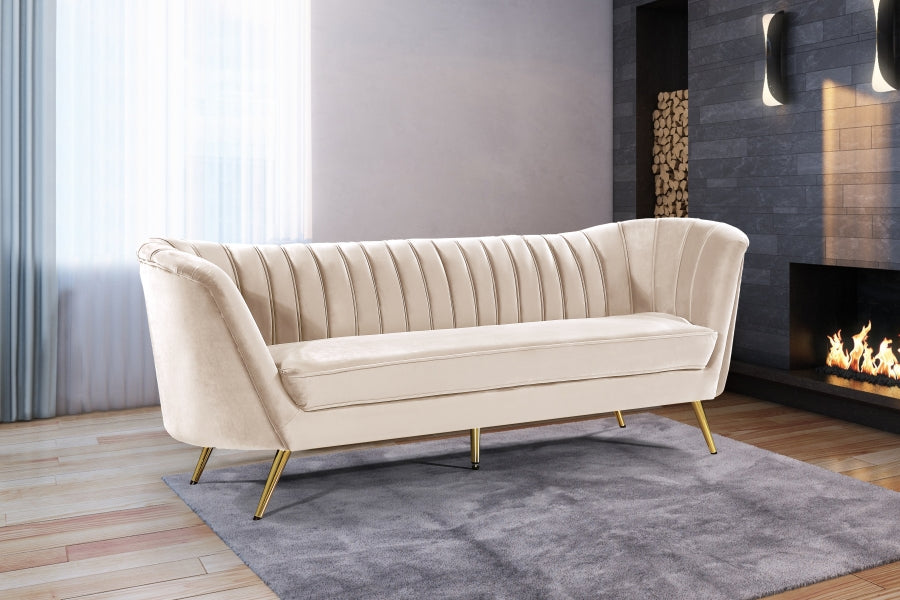 Margo Cream Velvet Sofa - 622Cream-S - Vega Furniture