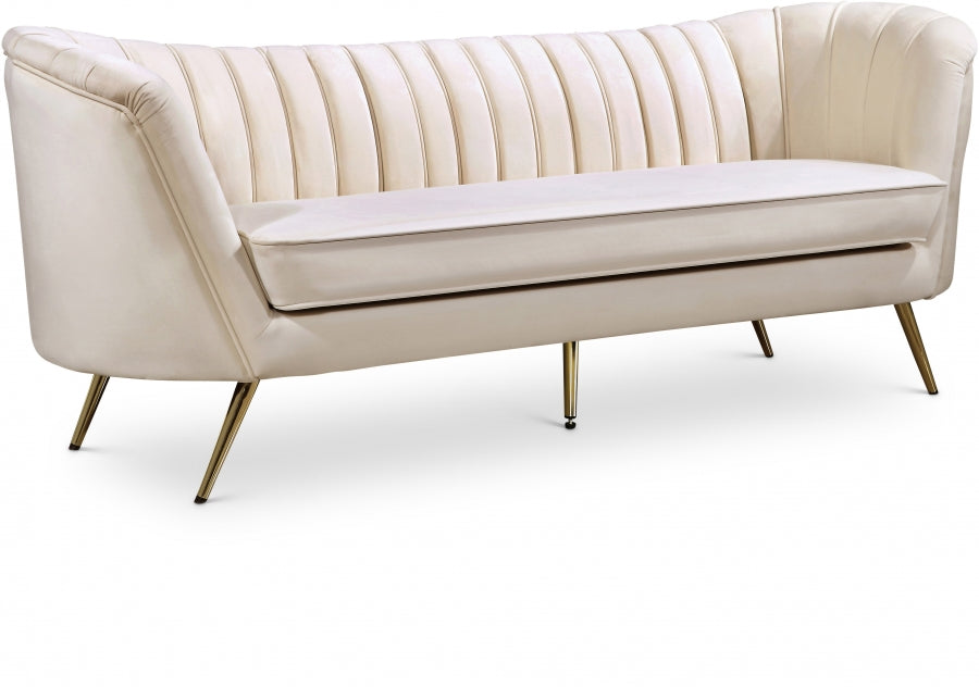 Margo Cream Velvet Sofa - 622Cream-S - Vega Furniture