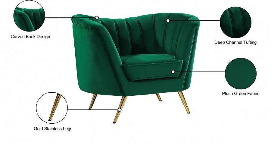 Margo Green Velvet Chair - 622Green-C - Vega Furniture