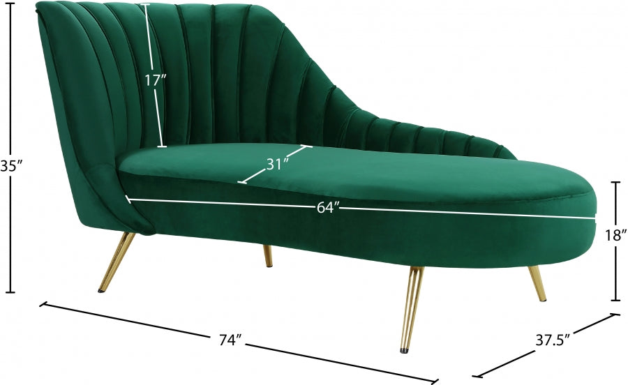 Margo Green Velvet Chaise Lounge - 622Green-Chaise - Vega Furniture