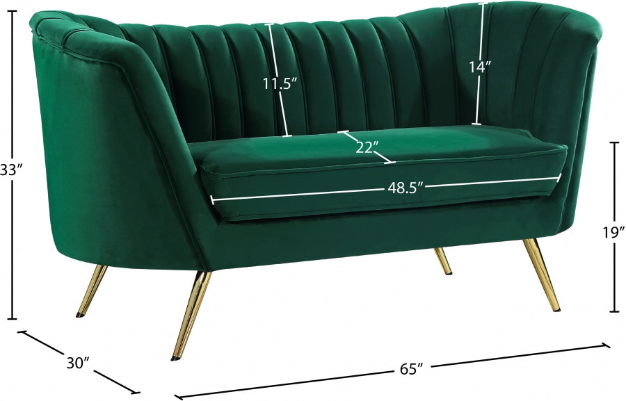 Margo Green Velvet Loveseat - 622Green-L - Vega Furniture
