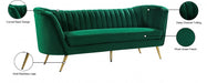 Margo Green Velvet Sofa - 622Green-S - Vega Furniture