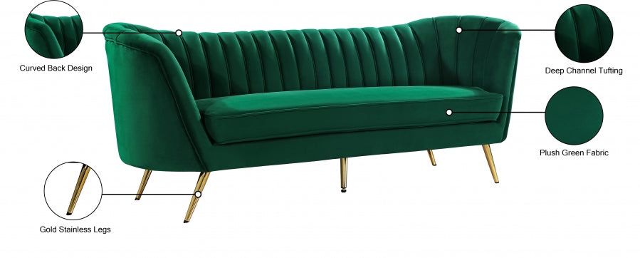 Margo Green Velvet Sofa - 622Green-S - Vega Furniture