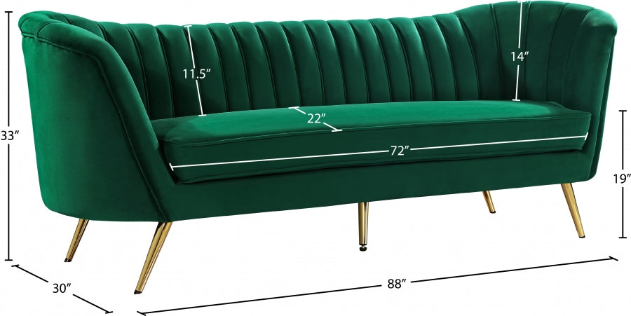 Margo Green Velvet Sofa - 622Green-S - Vega Furniture