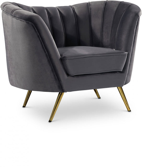 Margo Grey Velvet Chair - 622Grey-C - Vega Furniture