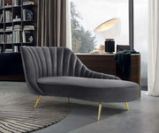 Margo Grey Velvet Chaise Lounge - 622Grey-Chaise - Vega Furniture