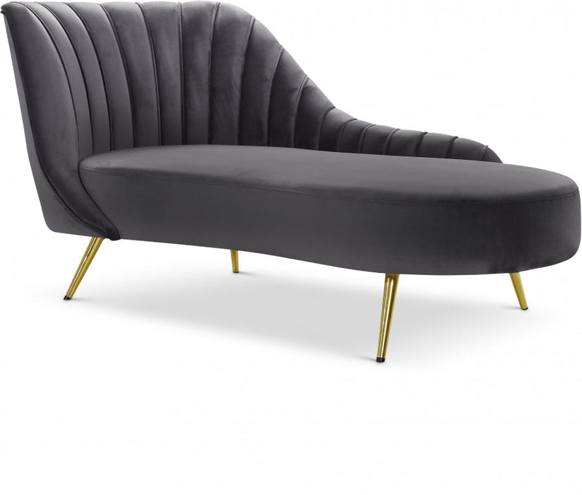 Margo Grey Velvet Chaise Lounge - 622Grey-Chaise - Vega Furniture