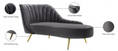 Margo Grey Velvet Chaise Lounge - 622Grey-Chaise - Vega Furniture