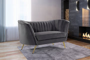 Margo Grey Velvet Loveseat - 622Grey-L - Vega Furniture