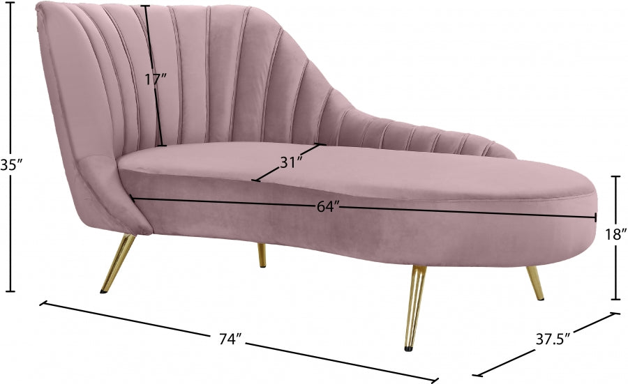 Margo Pink Velvet Chaise Lounge - 622Pink-Chaise - Vega Furniture