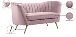 Margo Pink Velvet Loveseat - 622Pink-L - Vega Furniture