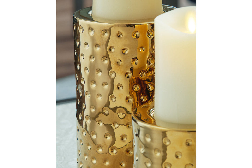 Marisa Gold Finish Candle Holder, Set of 3 - A2000461 - Vega Furniture