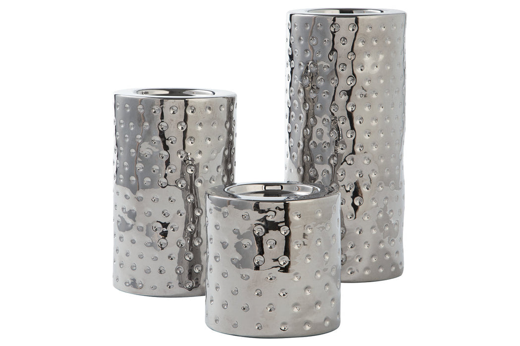 Marisa Silver Finish Candle Holder, Set of 3 - A2000460 - Vega Furniture