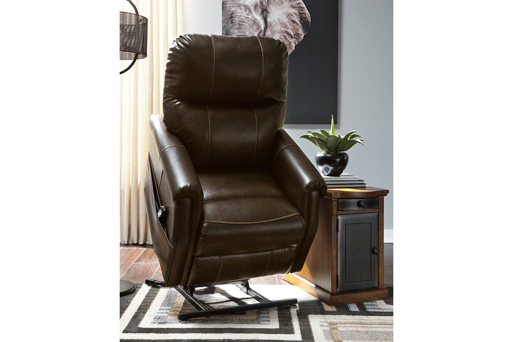 Markridge Chocolate Power Lift Recliner - 3500312 - Vega Furniture